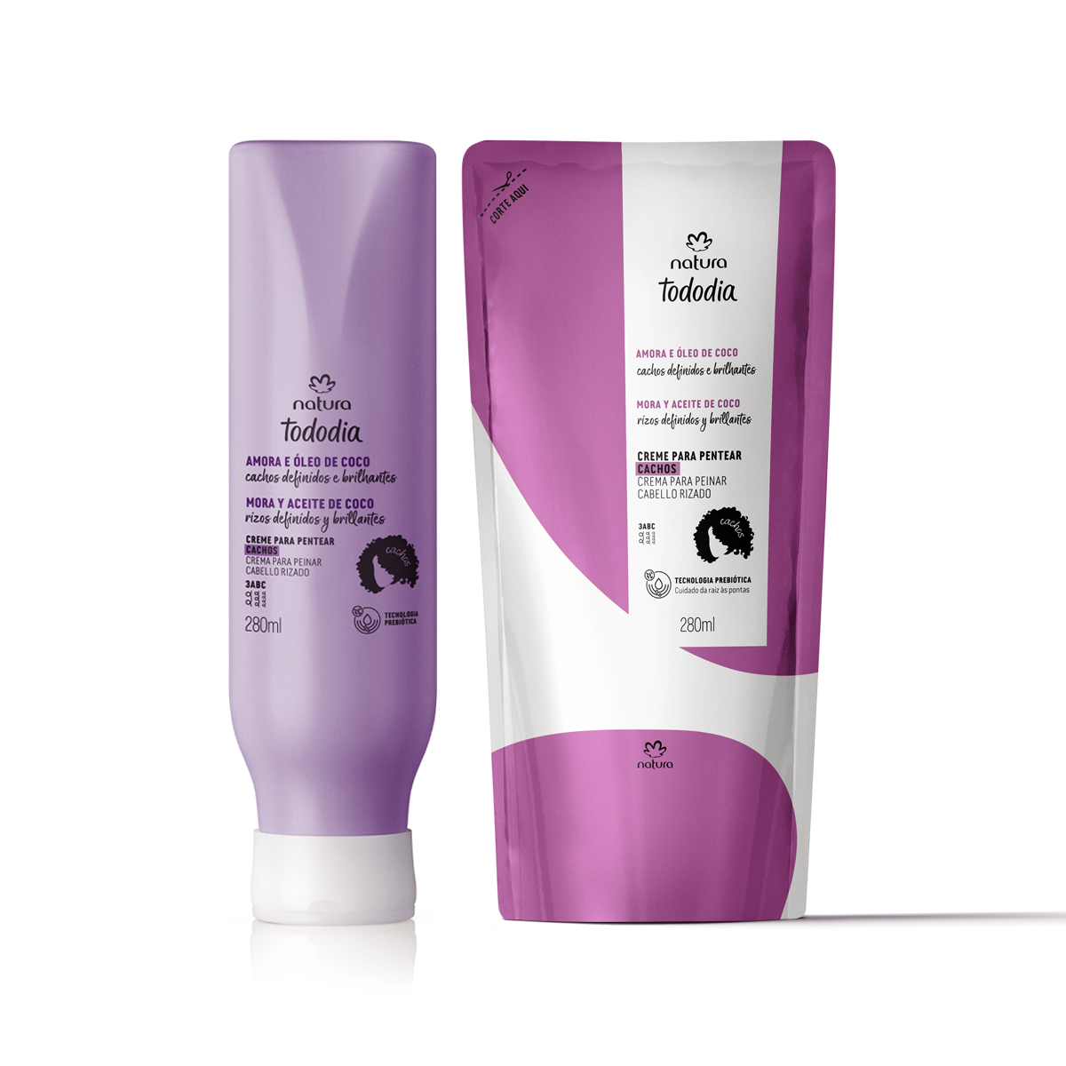 Kit Creme para Pentear Cachos Tododia Amora e Óleo de Coco com Refil 2 un de 280 ml Kit Creme para Pentear Cachos Tododia Amora e Óleo de Coco com Refil 2 un de 280 ml