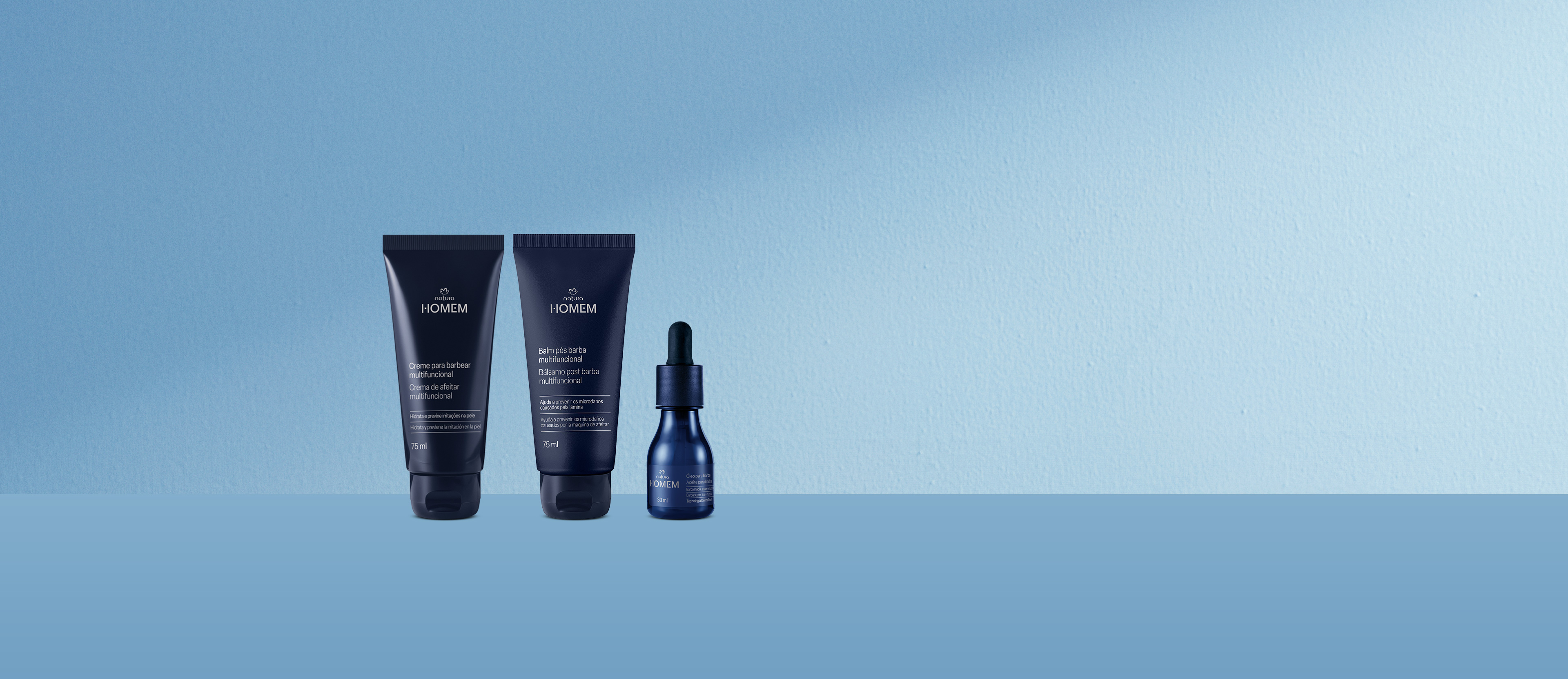 Kit Natura Homem Creme para Barbear, Balm e Óleo Pós-Barba (3 produtos)