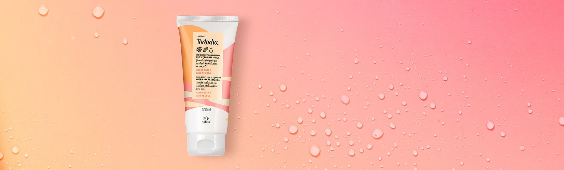 Creme Sorbet Desodorante Nutritivo para o Corpo Tododia Manga Rosa e Água de Coco - 200 ml