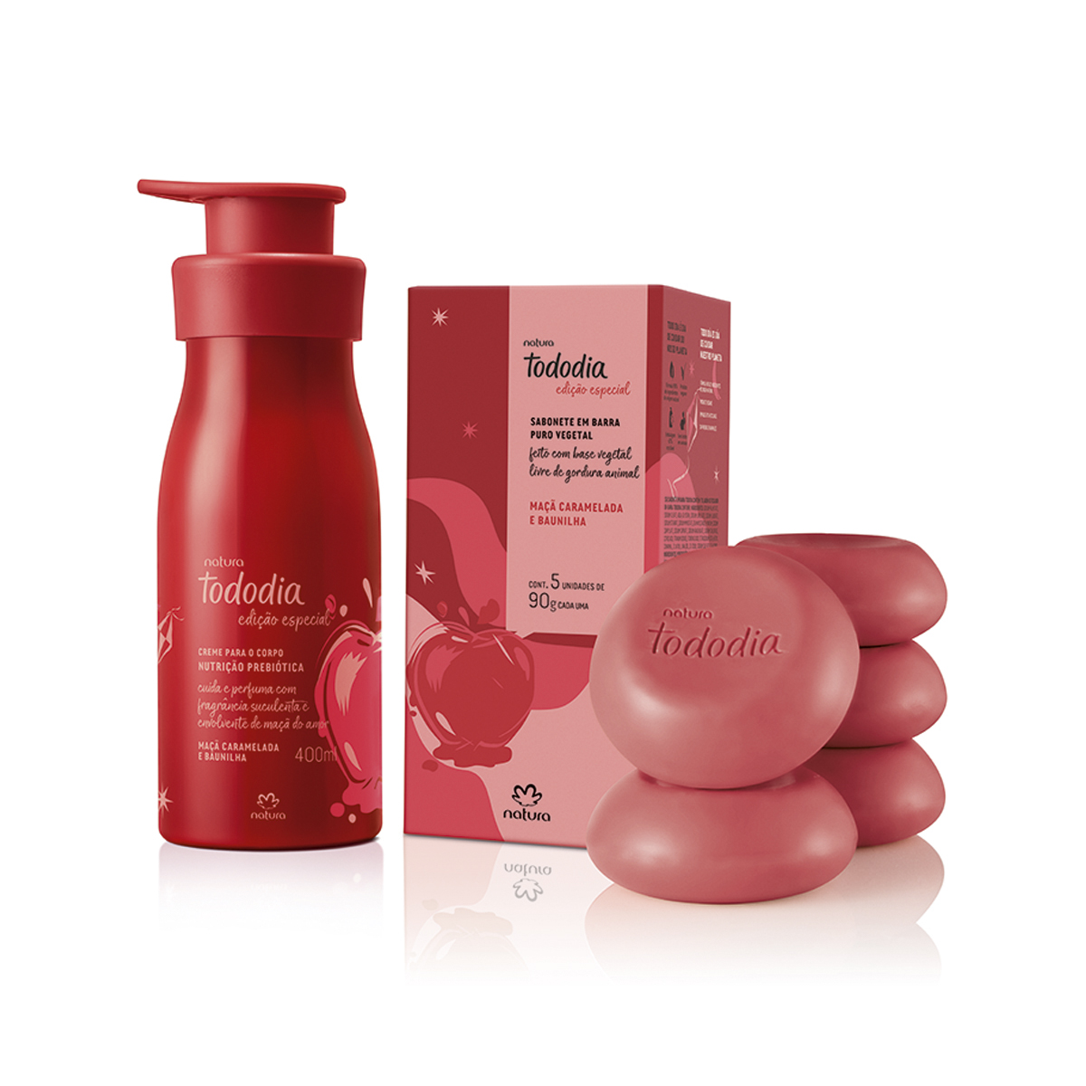 Kit Sabonete em Barra e Creme Nutritivo Tododia Maçã Caramelada e Baunilha