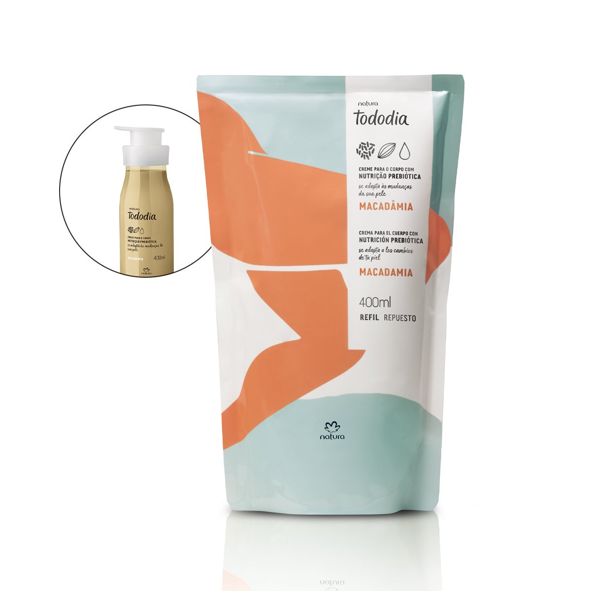 Refil Creme Desodorante Nutritivo Corporal Tododia Macad&acirc;mia 400 ml