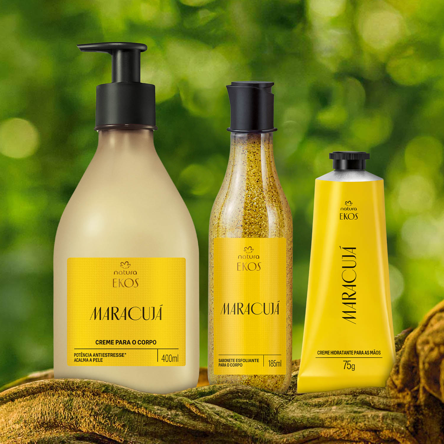 Kit Ekos Maracujá Creme para o Corpo e Mãos e Sabonete Esfoliante