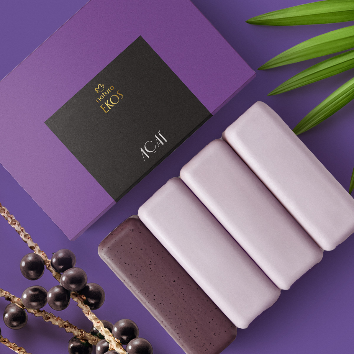 Sabonete em Barra Puro Vegetal Ekos Açaí (4 unidades)