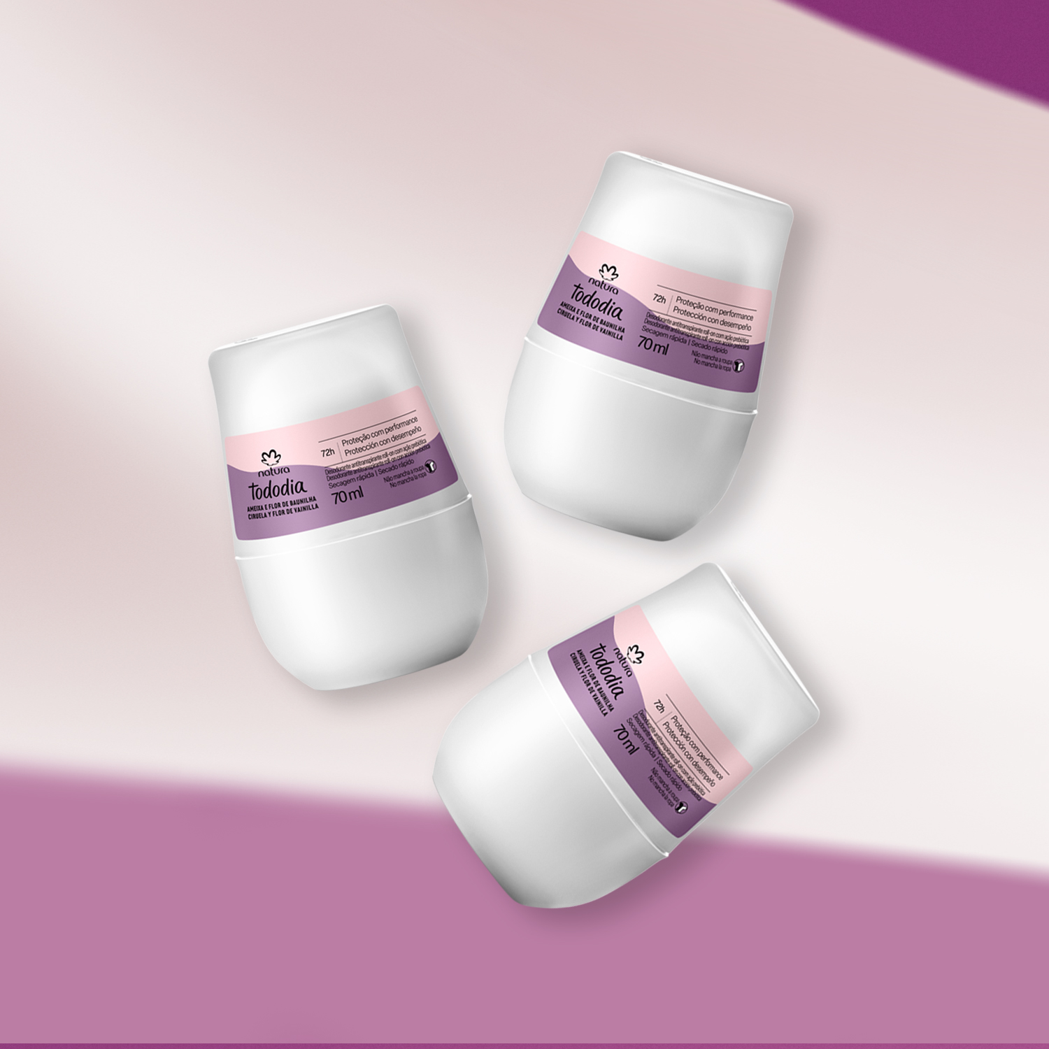 Kit Desodorante Antitranspirante Roll-on Ameixa e Flor de Baunilha (3 unidades)