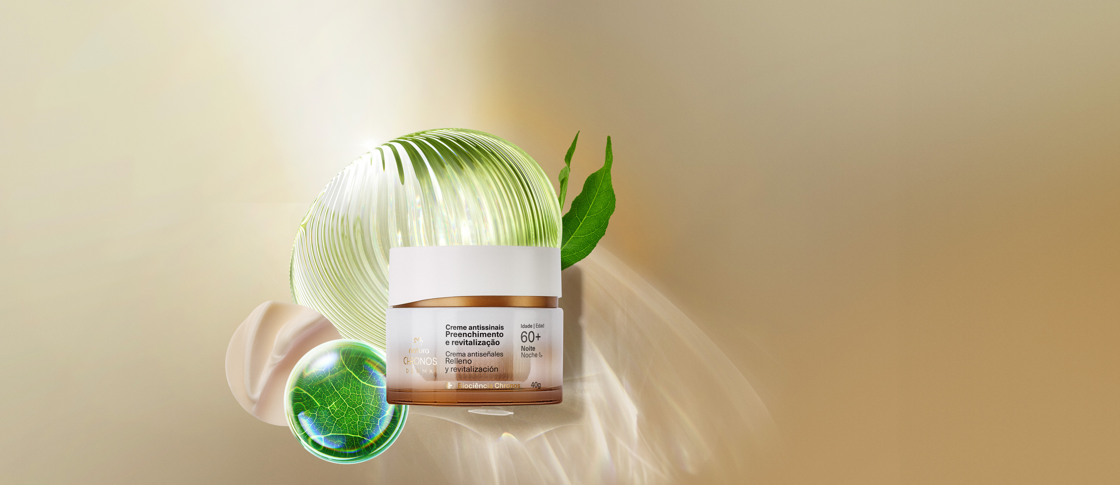 Creme Antissinais Preenchimento e Revitalização 60+ Noite Chronos Derma