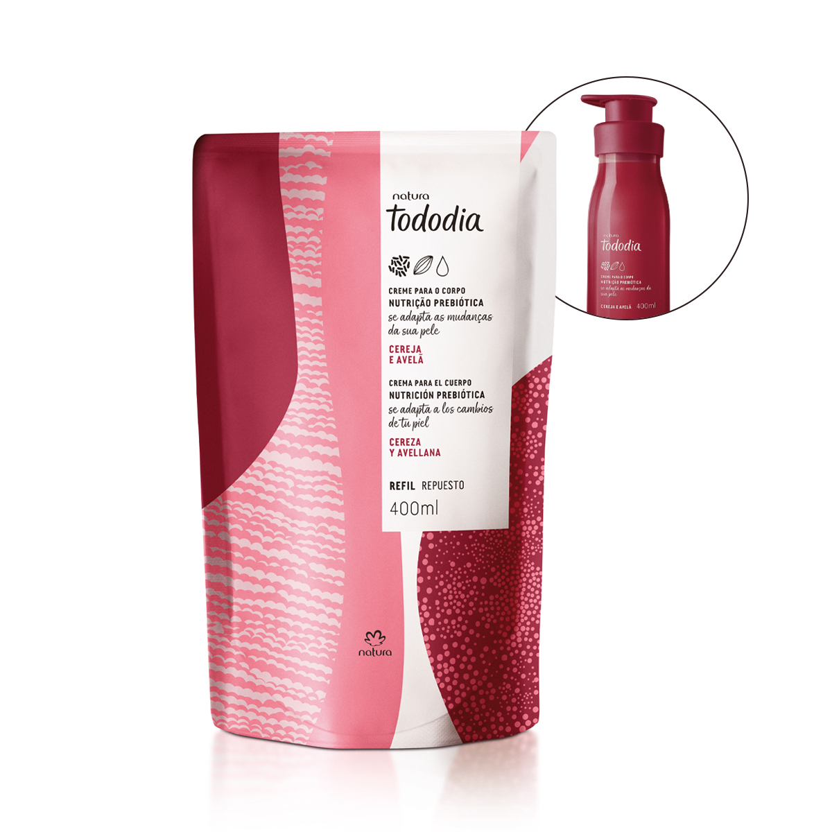 Refil Creme Desodorante Nutritivo para o Corpo Tododia Cereja e Avelã