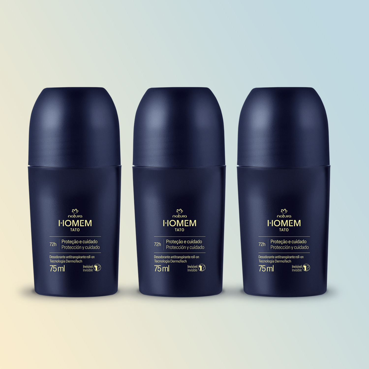 Kit Desodorante Antitranspirante Roll-On Natura Homem Tato (3 unidades)