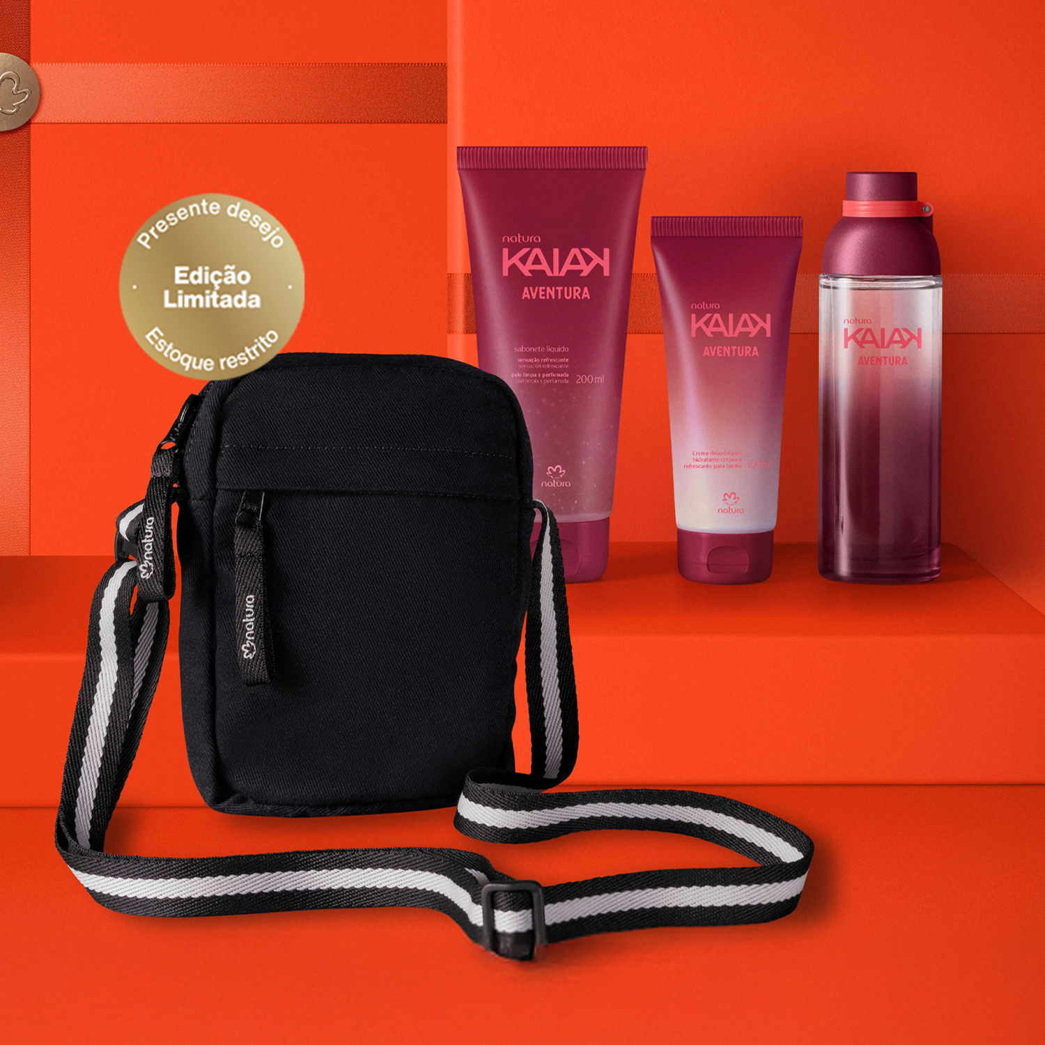 Presente Natura Kaiak Aventura Feminino com Bolsa (4 produtos)
