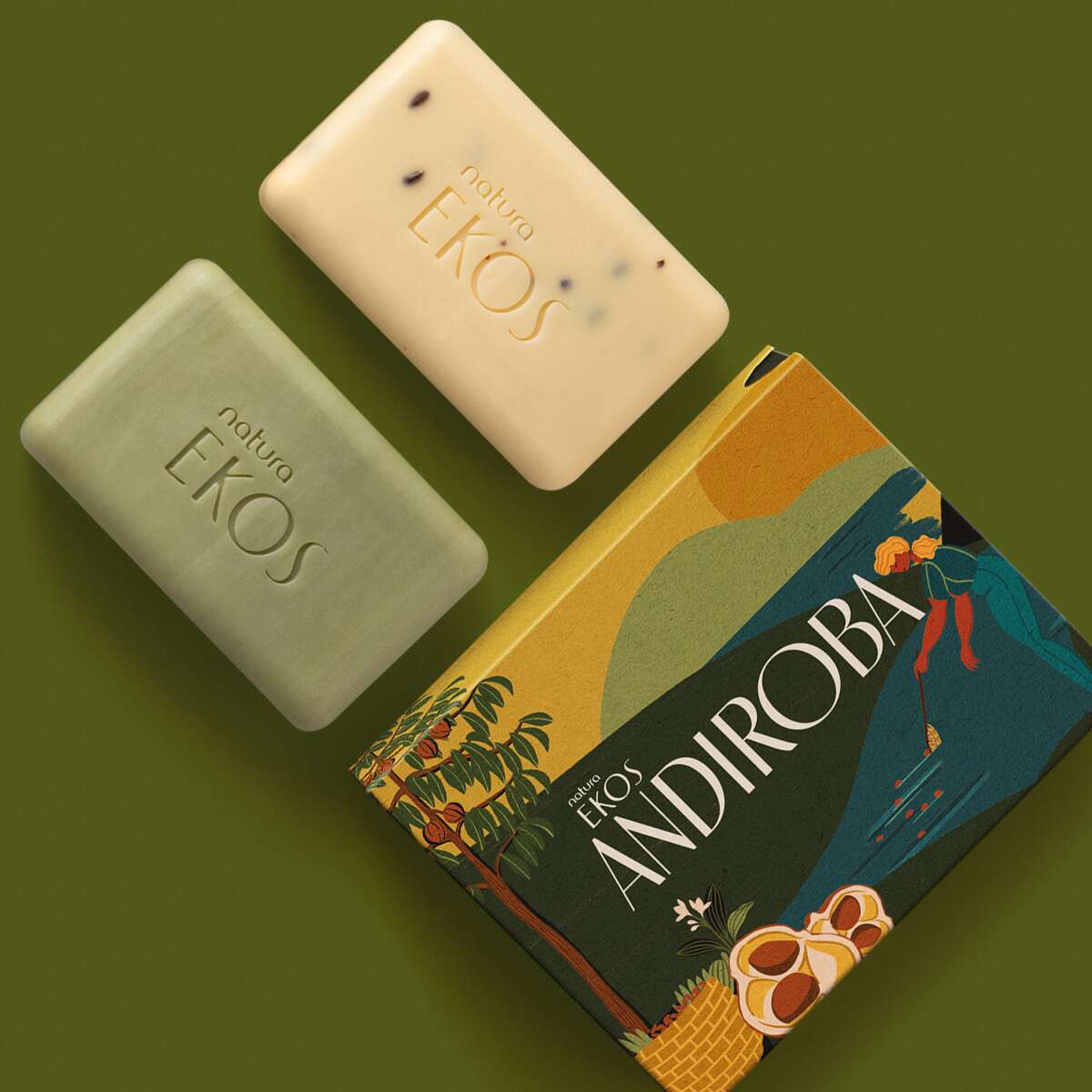 Sabonete em Barra Puro Vegetal Cremoso e Esfoliante Ekos Andiroba 2 un de 100 g