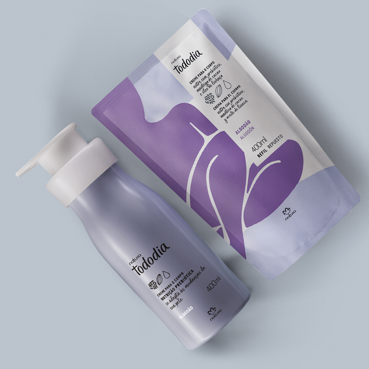 Kit Creme Desodorante Nutritivo para o Corpo Tododia Algodão com Refil