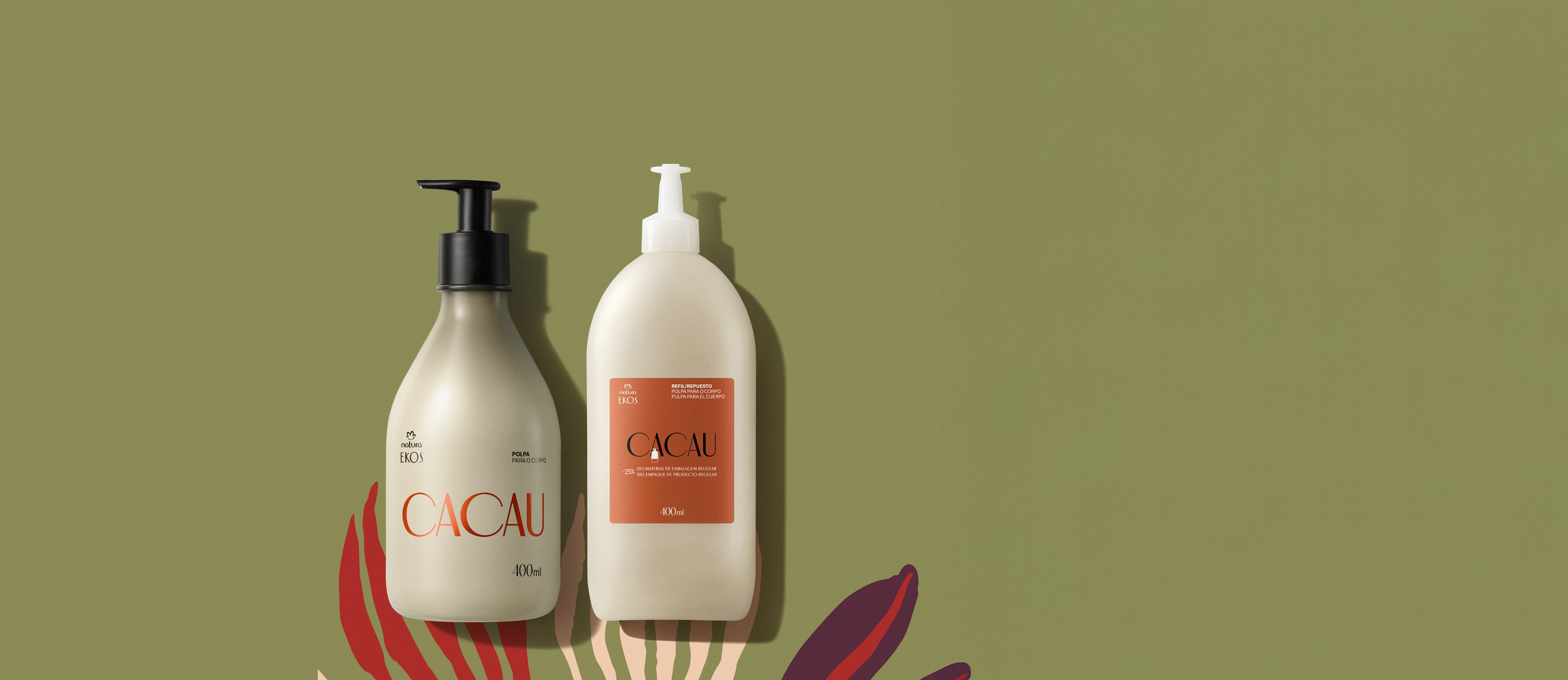 Kit Polpa Desodorante Hidratante para o Corpo Ekos Cacau com Refil