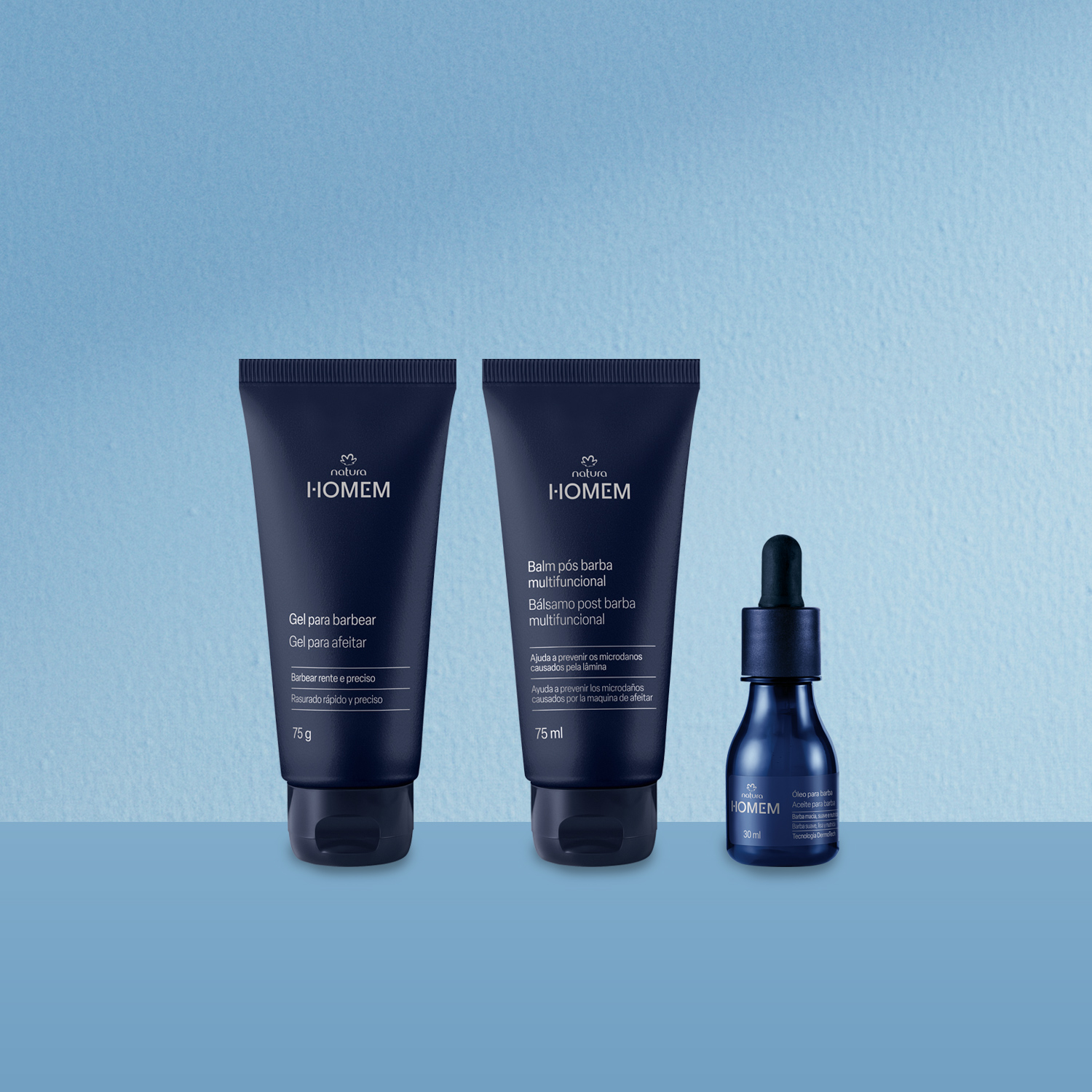 Kit Natura Homem Gel para Barbear, Balm e Óleo Pós-Barba (3 produtos)