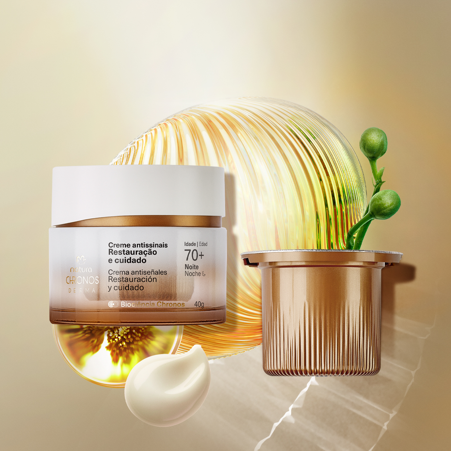 Kit Creme Antissinais 70+ Noite Chronos Derma com Refil