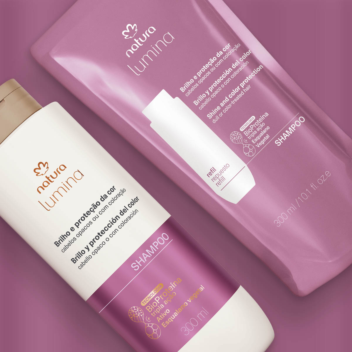 Kit Shampoo com Refil Lumina Brilho e Proteção da Cor