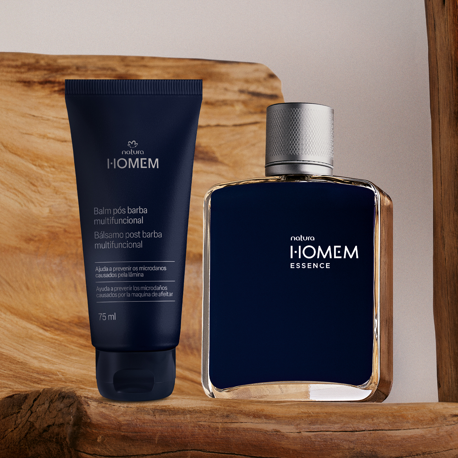 Kit Balm Pós-barba e Deo Parfum Natura Homem Essence