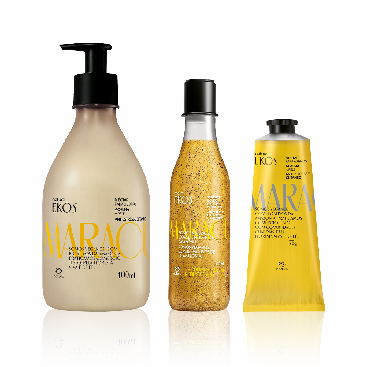 Kit Ekos Maracujá Esfoliante e Hidratante Corpo e Mãos (3 produtos)