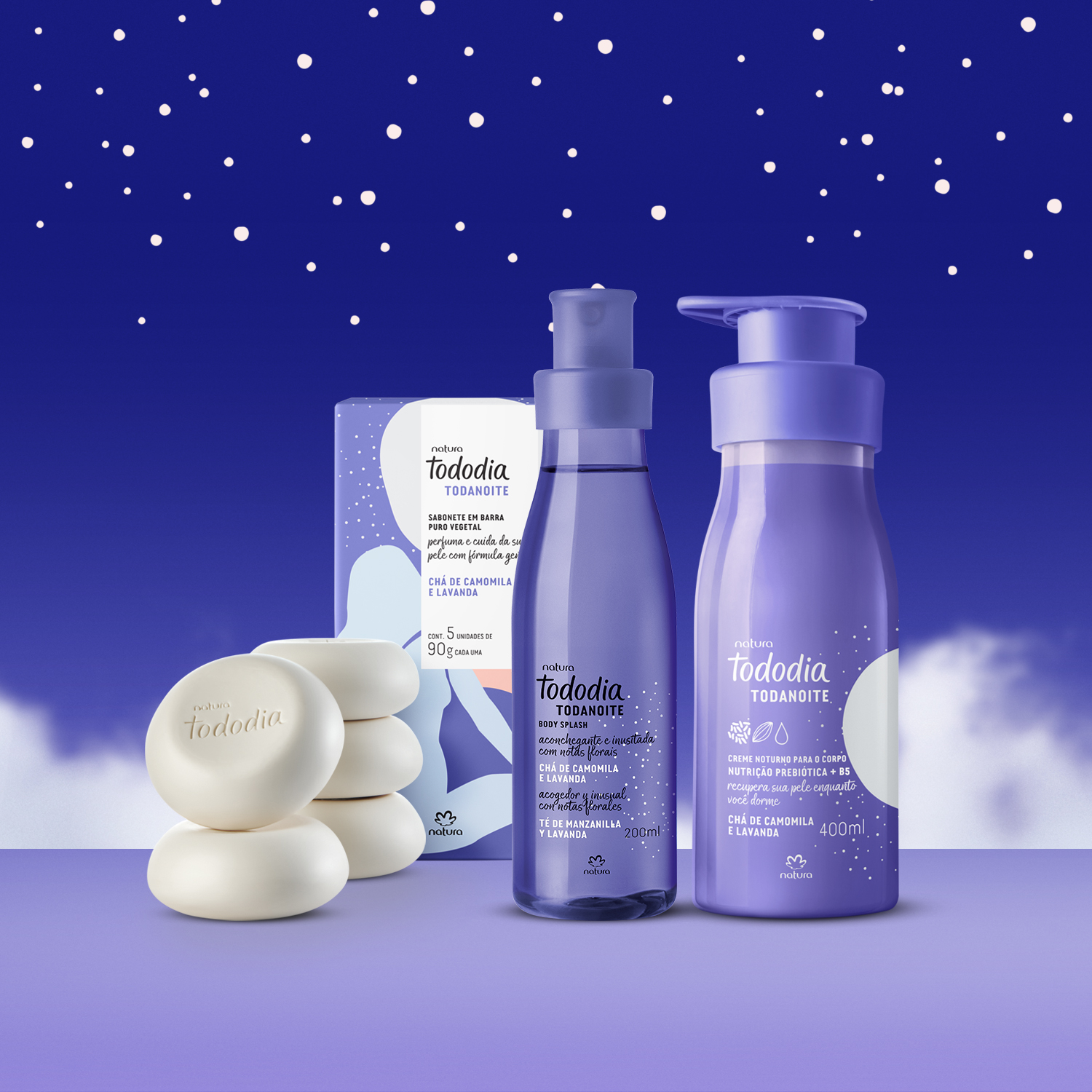 Kit Tododia Todanoite com Sabonete, Hidratante e Body Splash (3 produtos)
