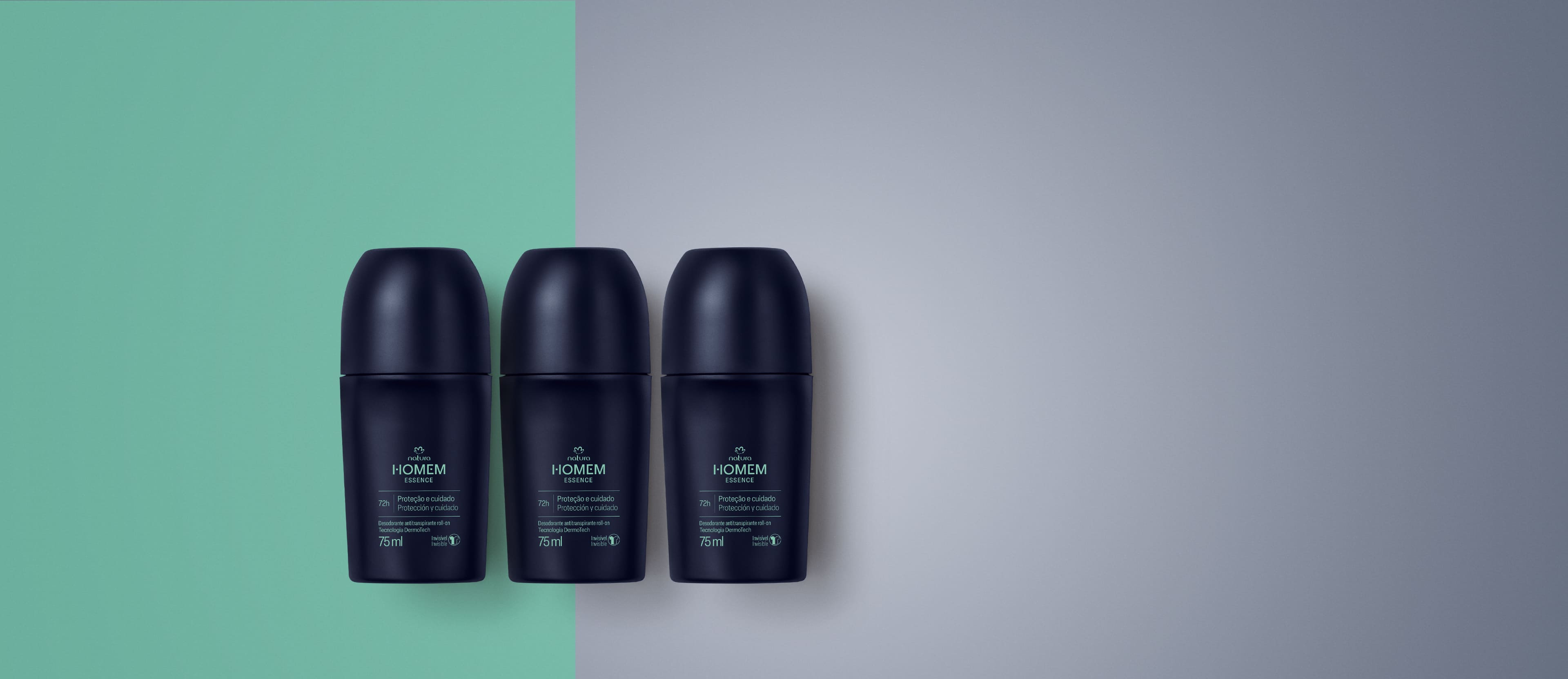 Kit Desodorante Antitranspirante Roll-On Natura Homem Essence (3 unidades)