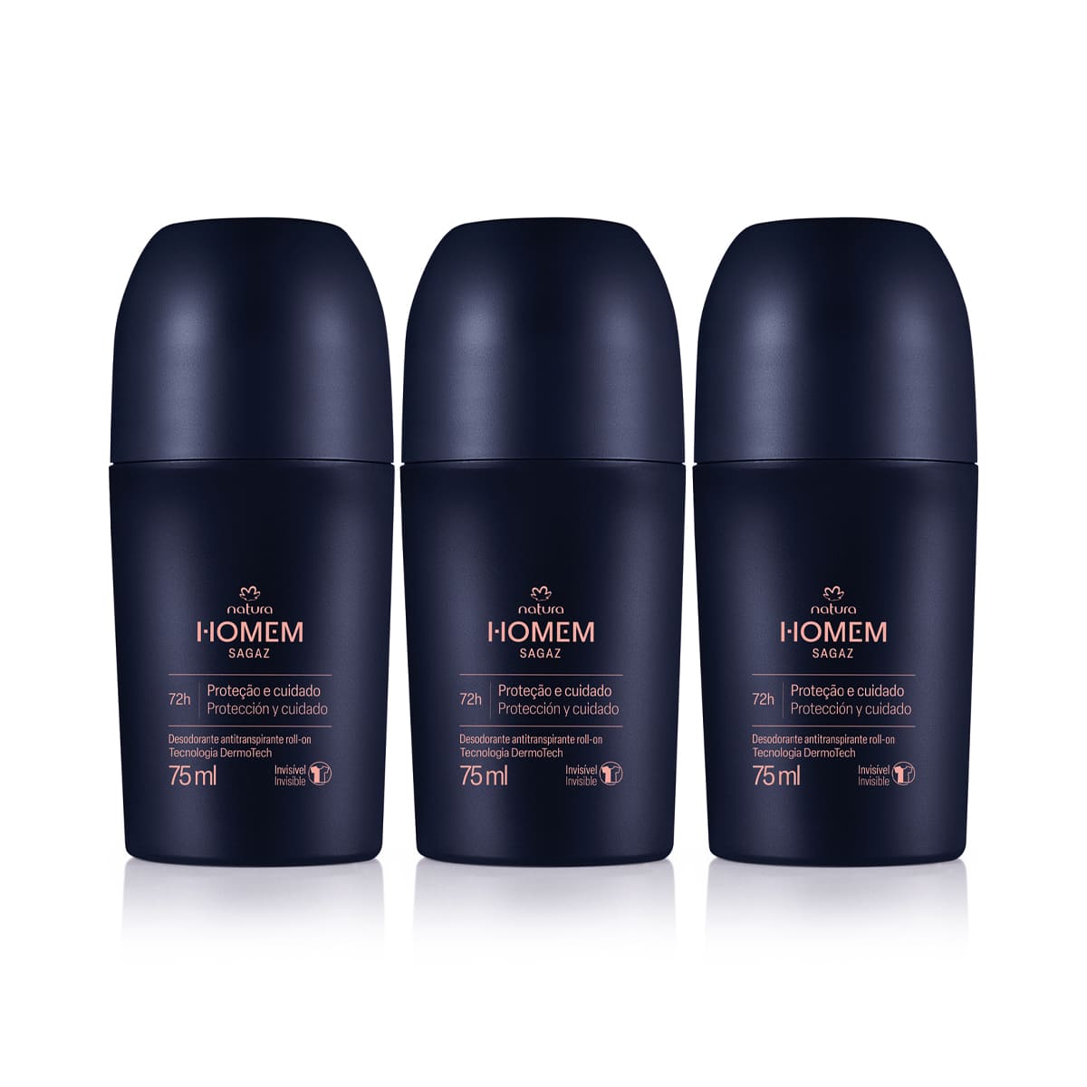 Kit Desodorante Antitranspirante Roll-on Natura Homem Sagaz (3 unidades)