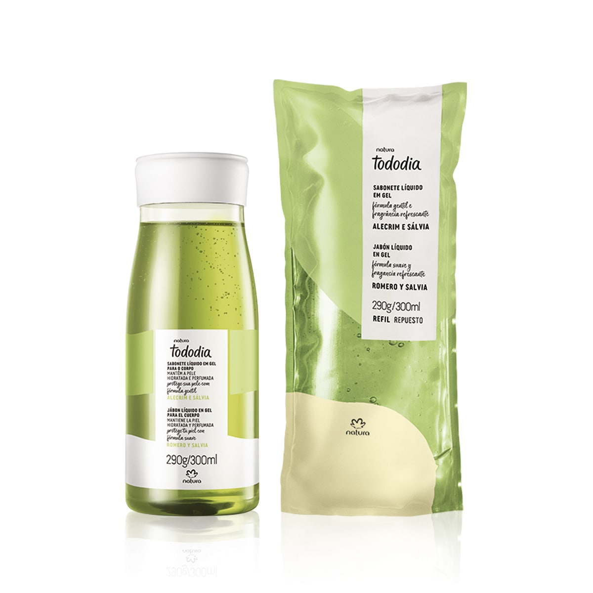Kit Sabonete Líquido em Gel para o Corpo Tododia Alecrim e Sálvia com Refil Kit Sabonete Líquido em Gel para o Corpo Tododia Alecrim e Sálvia com Refil