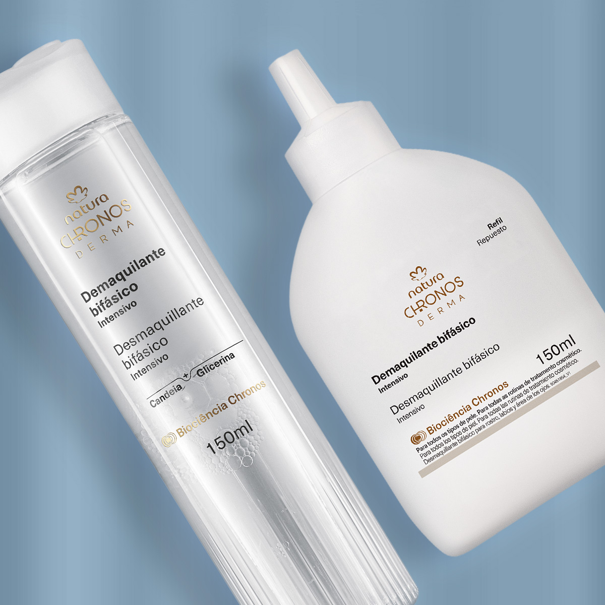 Kit Demaquilante Bifásico com Refil Chronos Derma