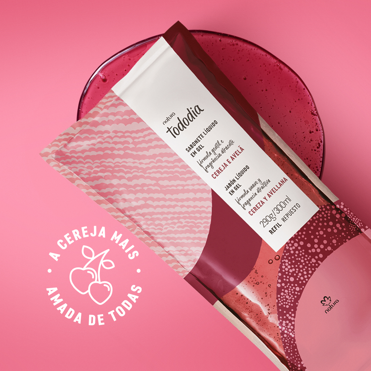 Refil Sabonete Líquido em Gel Tododia Cereja e Avelã