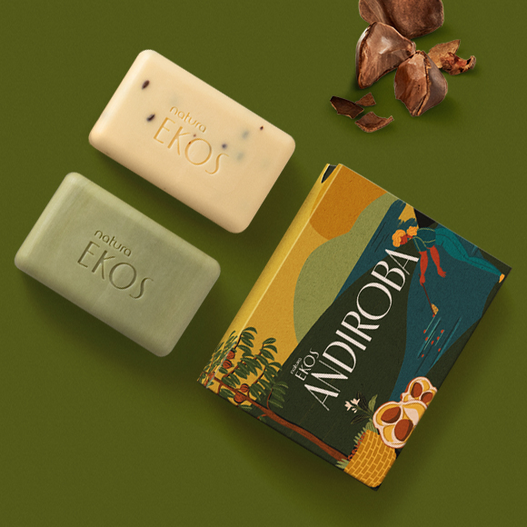 Sabonete em Barra Puro Vegetal Cremoso e Esfoliante Ekos Andiroba 2 un de 100 g