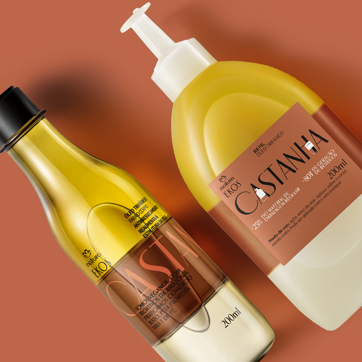 Kit Óleo Trifásico Desodorante Corporal Ekos Castanha com Refil