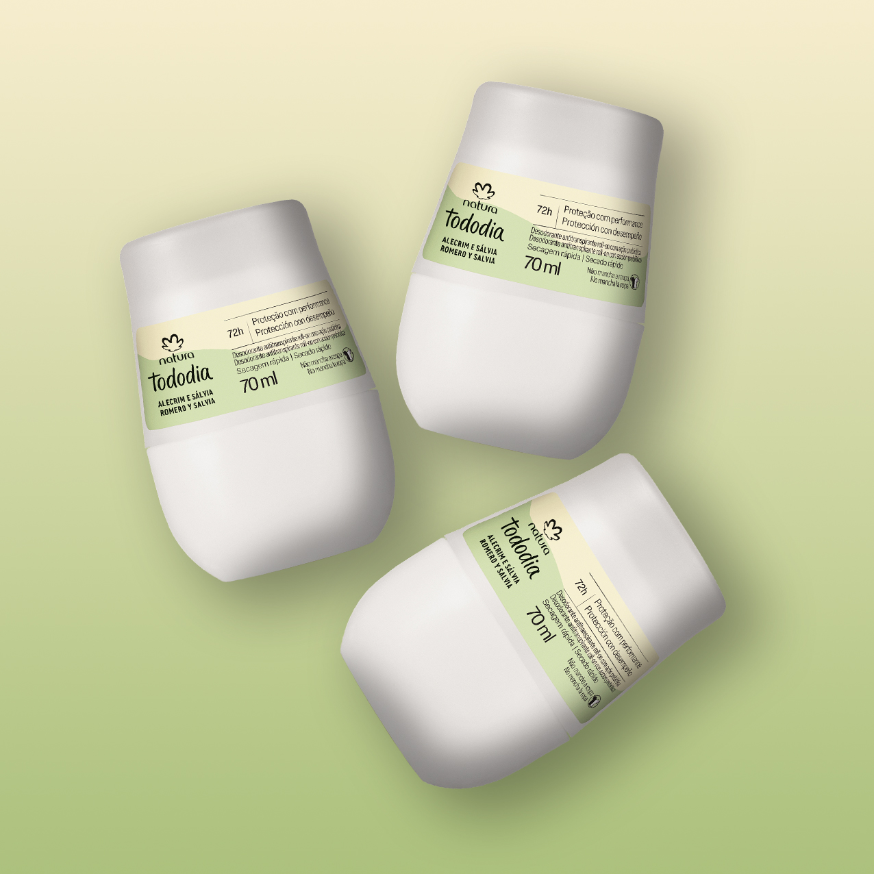 Kit Desodorante Antitranspirante Roll-on Tododia Alecrim e Sálvia (3 unidades)