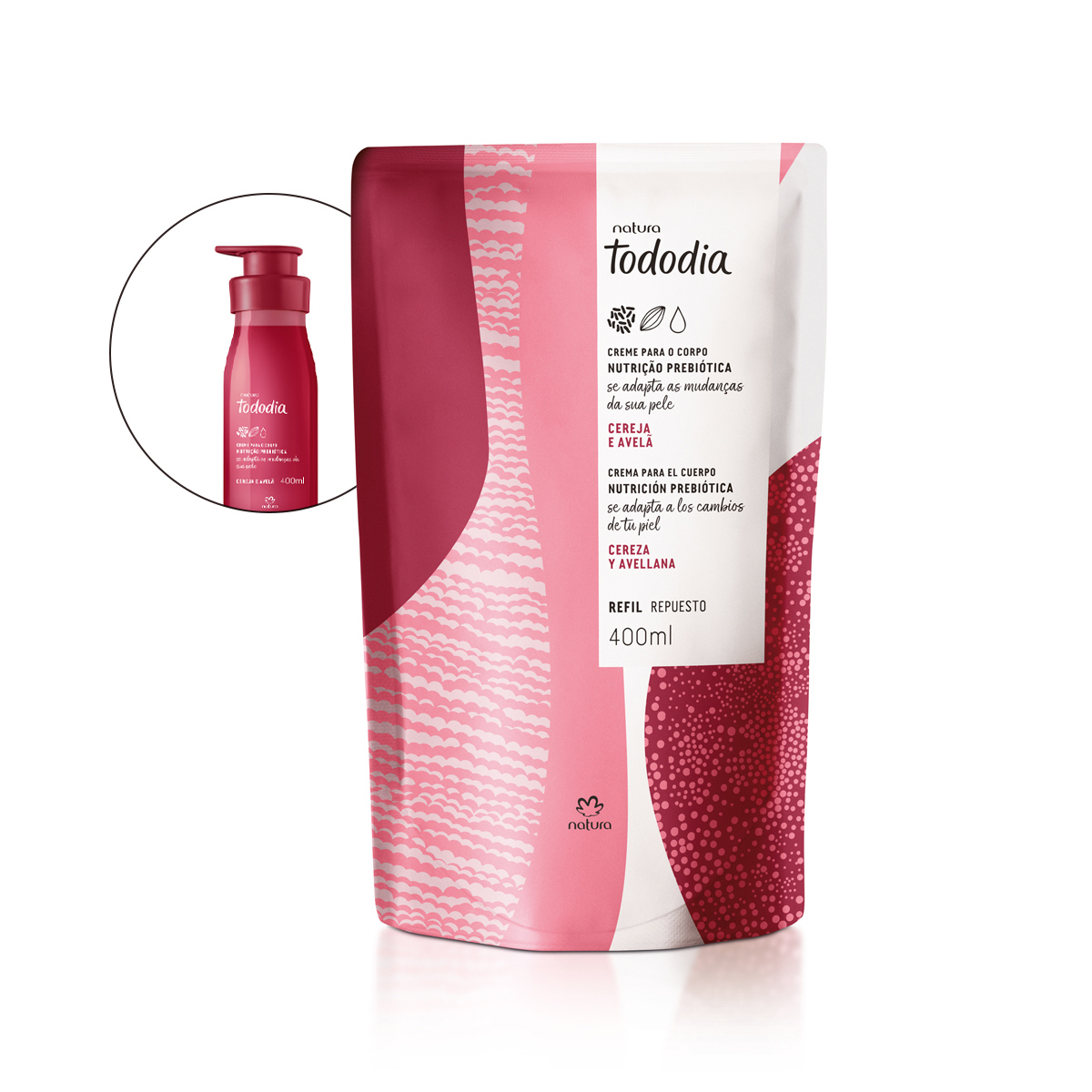 Refil Creme Desodorante Nutritivo para o Corpo Tododia Cereja e Avelã