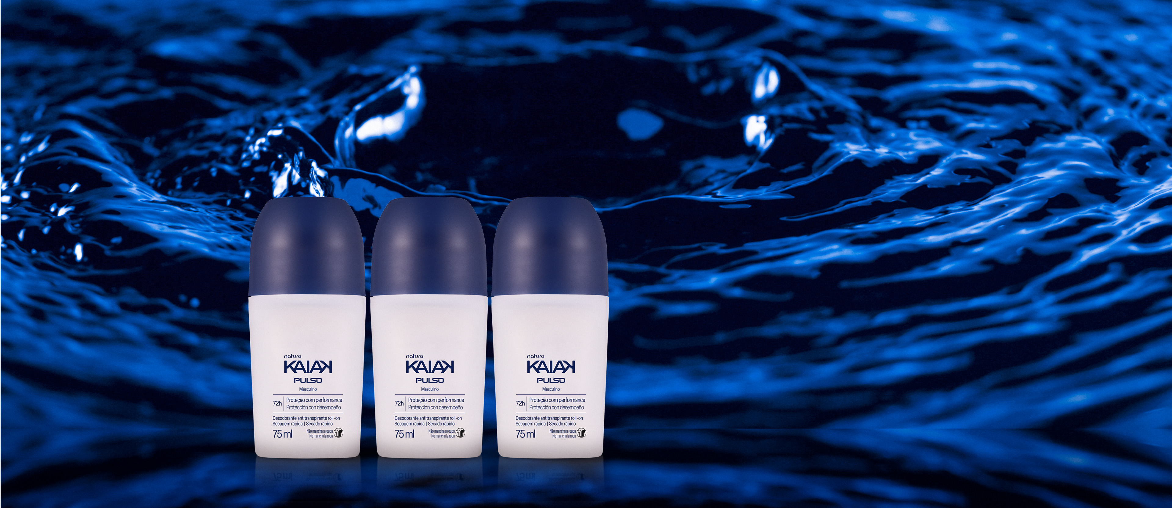 Kit Desodorante Antitranspirante Roll-on Kaiak Pulso Masculino (3 unidades)