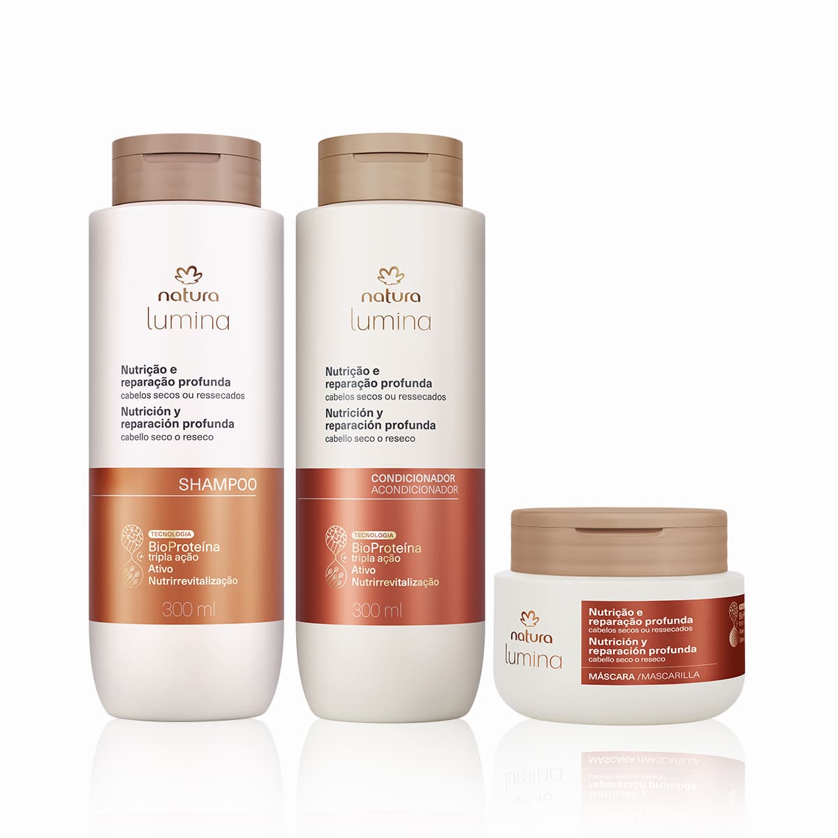 Kit Lumina Nutrição e Reparação Shampoo, Condicionador e Máscara (3 produtos)