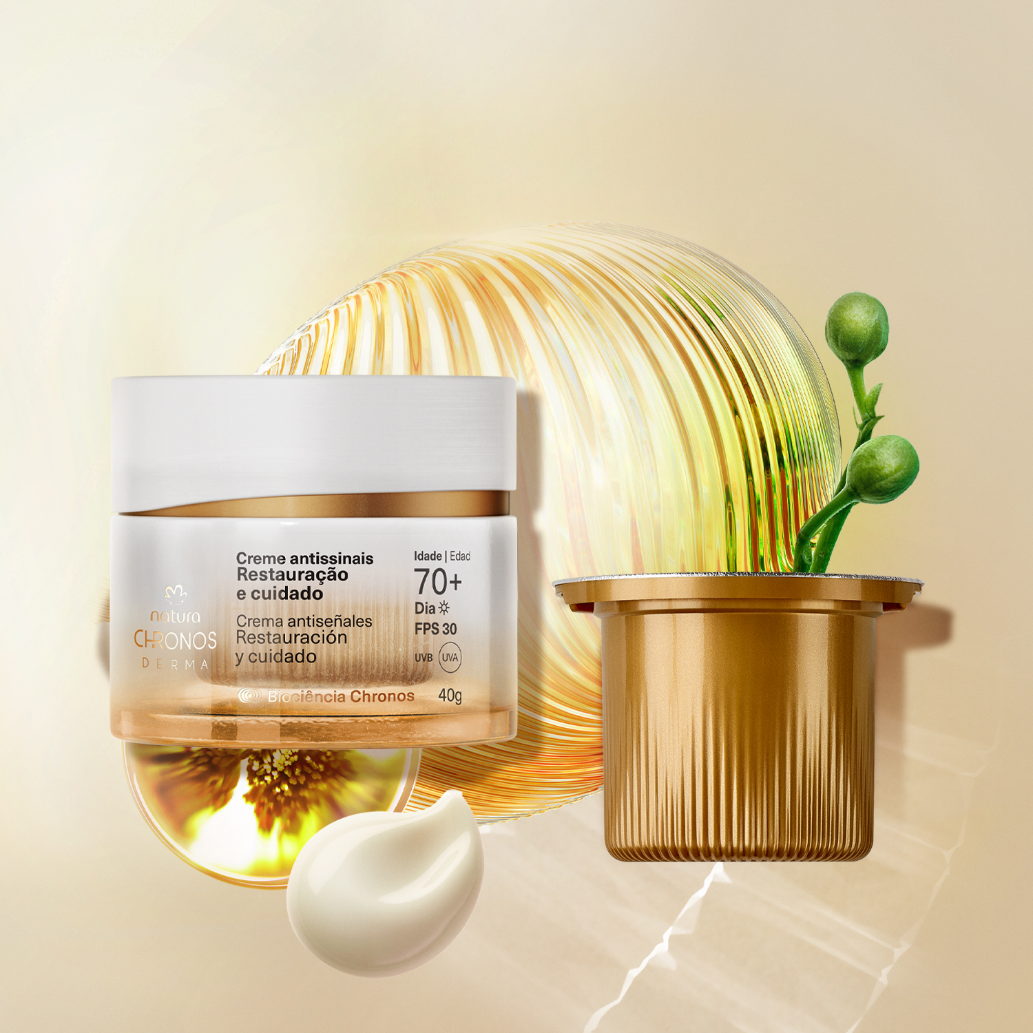 Kit Creme Antissinais 70+ Dia Chronos Derma com Refil