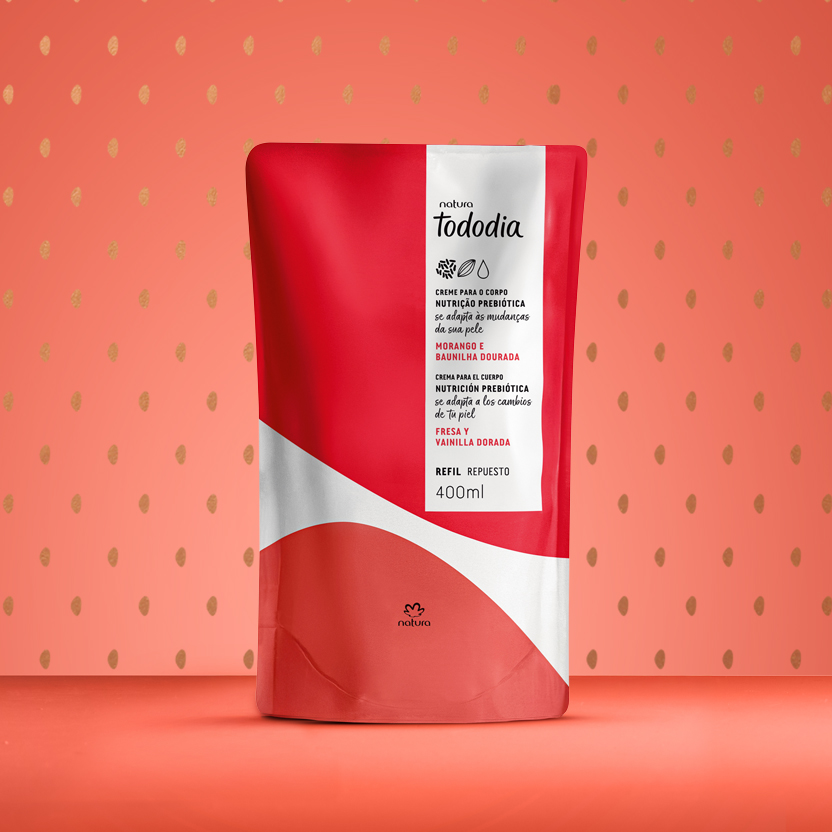 Refil Creme Desodorante Nutritivo para o Corpo Tododia Morango e Baunilha Dourada