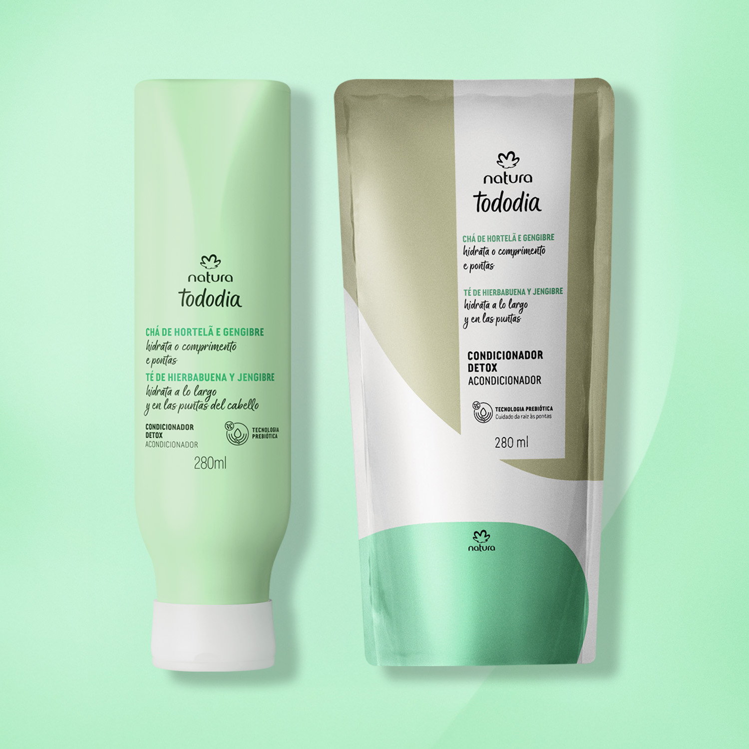 Kit Condicionador Detox Tododia Chá de Hortelã e Gengibre com Refil