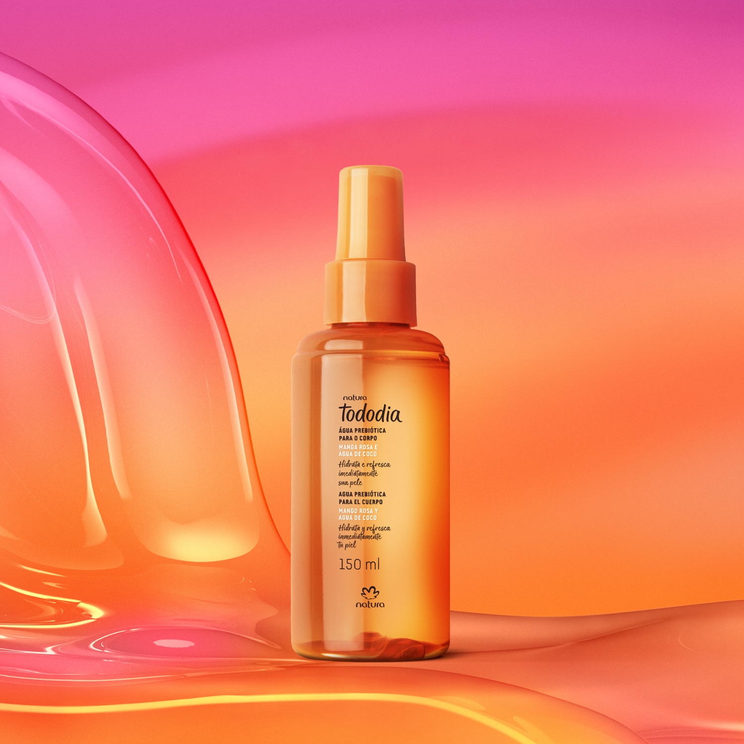 Água Prebiótica para o Corpo Tododia Manga Rosa e Água de Coco