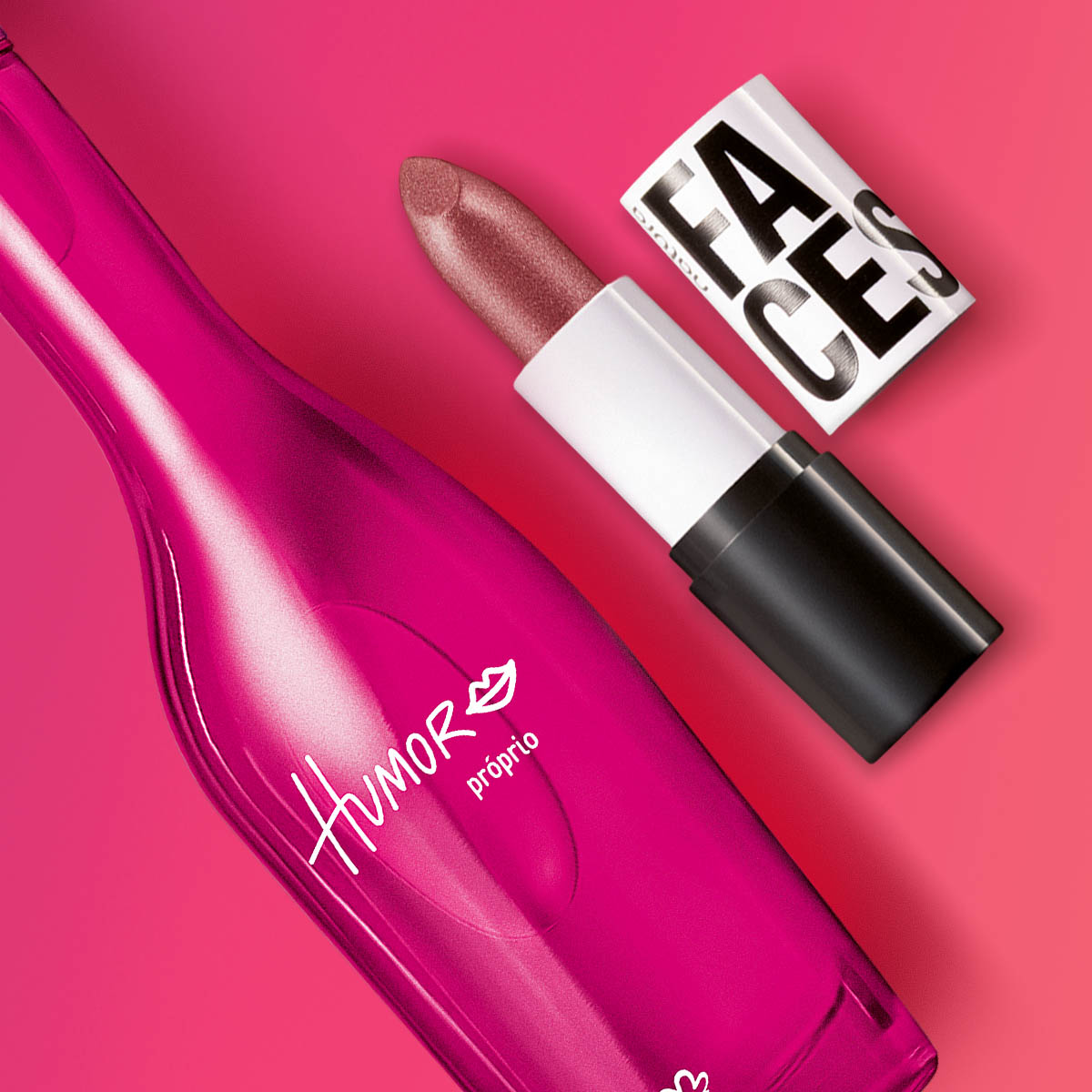 Kit Humor Próprio e Batom Cremoso Faces Cobre Sunset