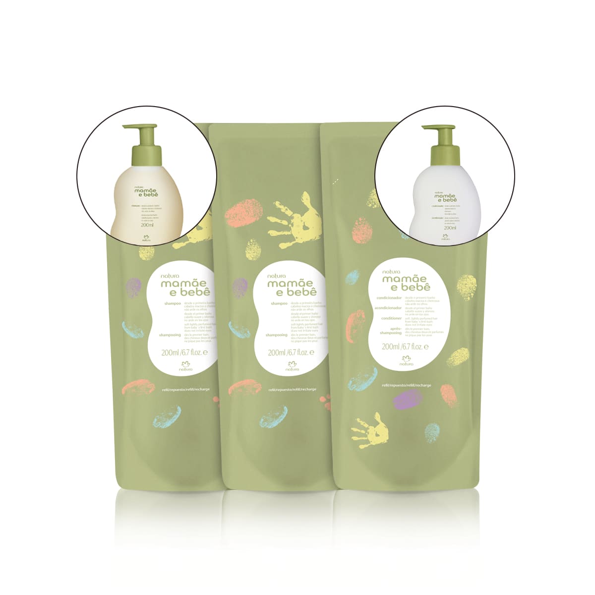 Kit Refis Shampoo e Condicionador Mamãe e Bebê (3 produtos)