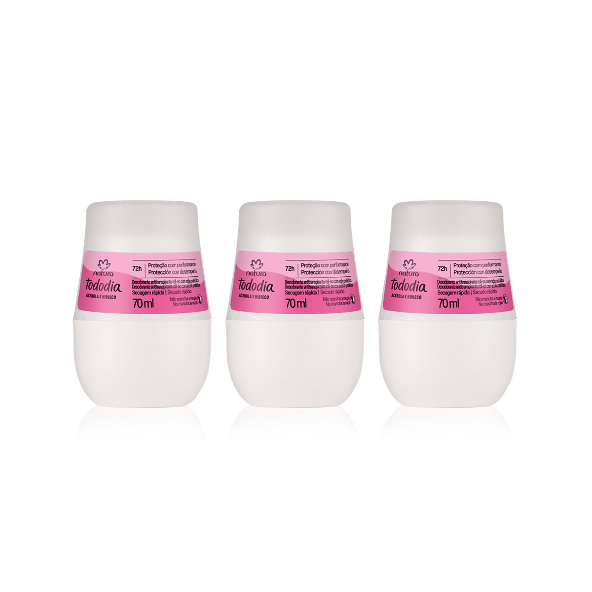 Kit Desodorante Antitranspirante Roll-on Tododia Acerola e Hibisco (3 unidades)