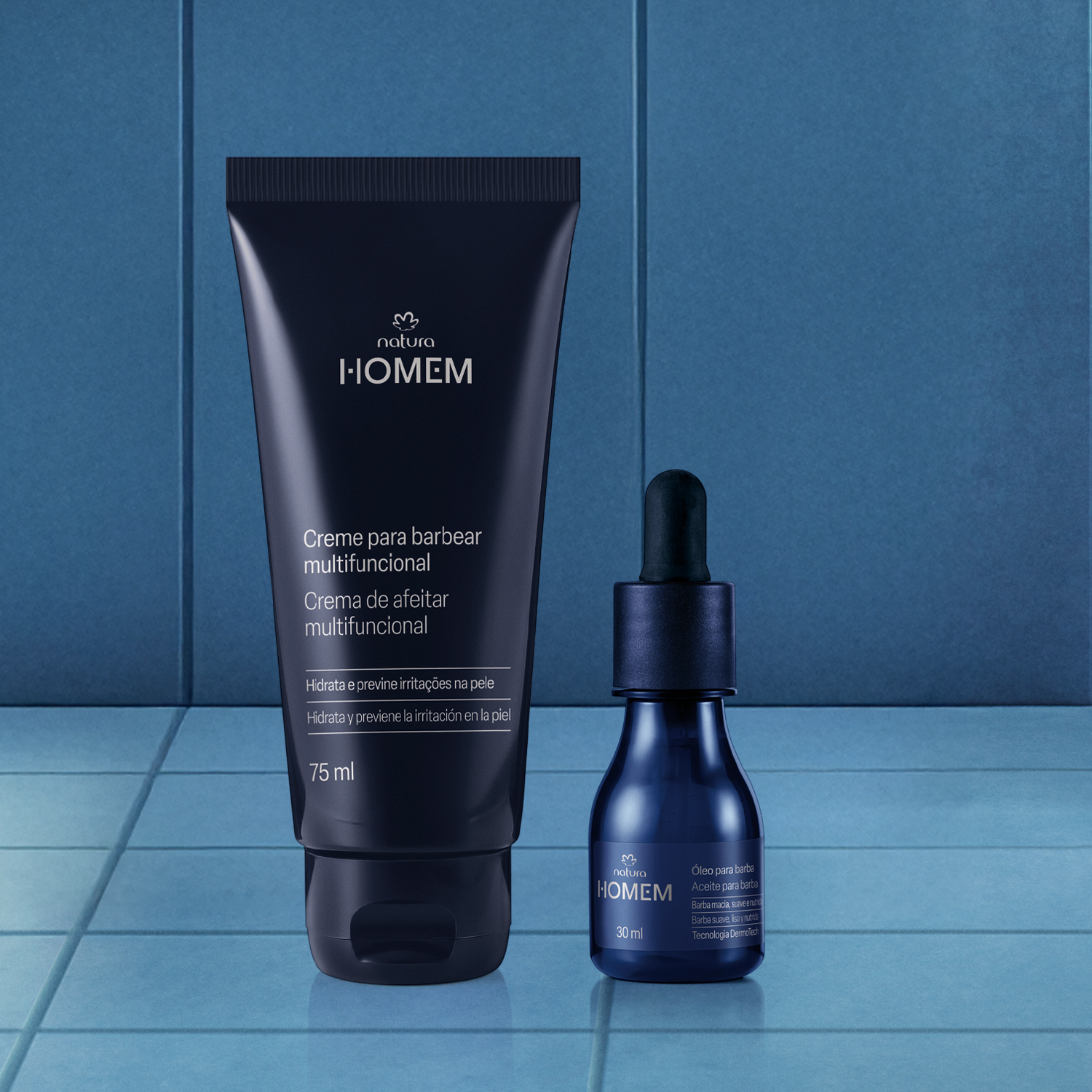 Kit Creme para Barbear e Óleo para Barba Natura Homem (2 produtos)