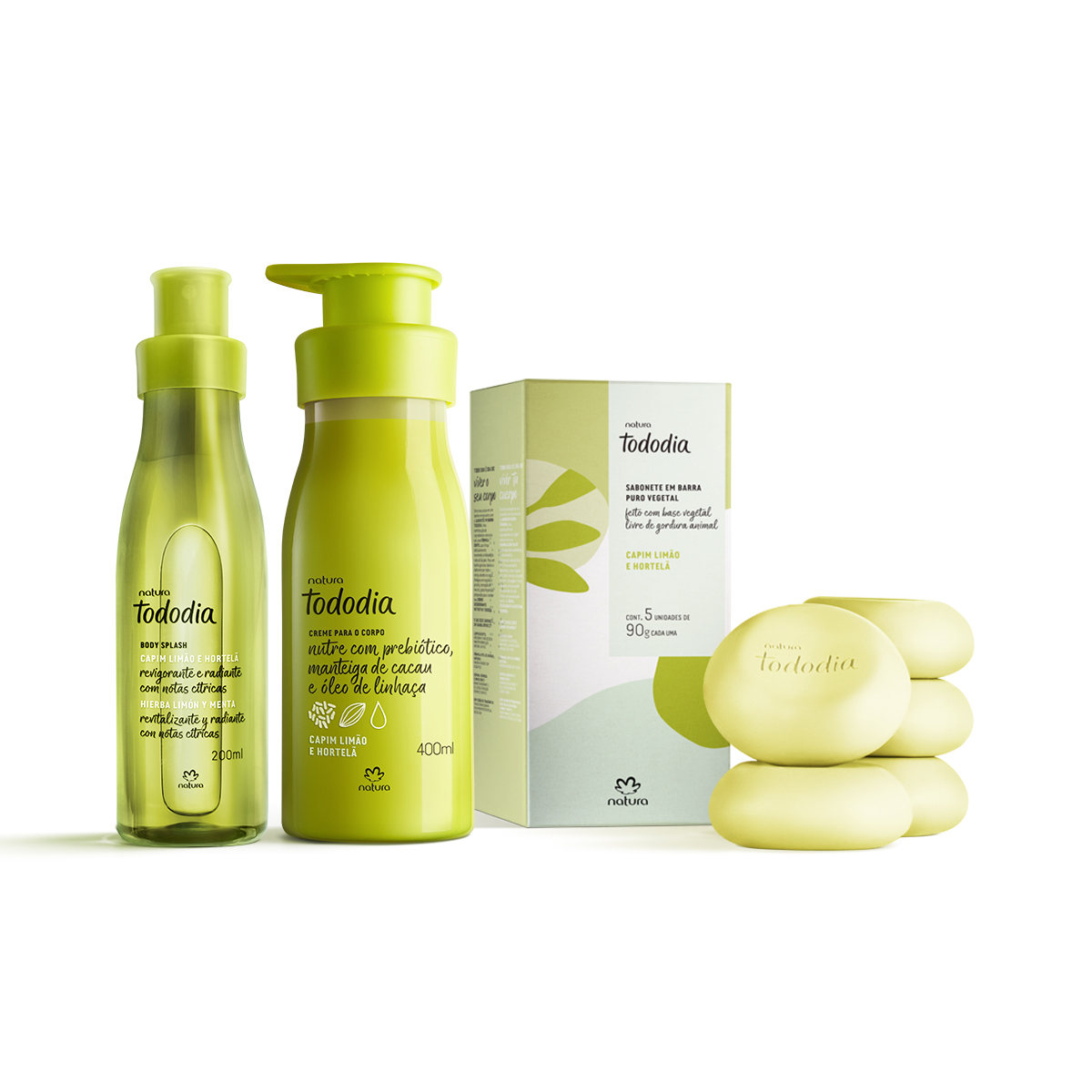 Kit Tododia Capim Limão e Hortelã com Sabonete, Hidratante e Body Splash (3 produtos)
