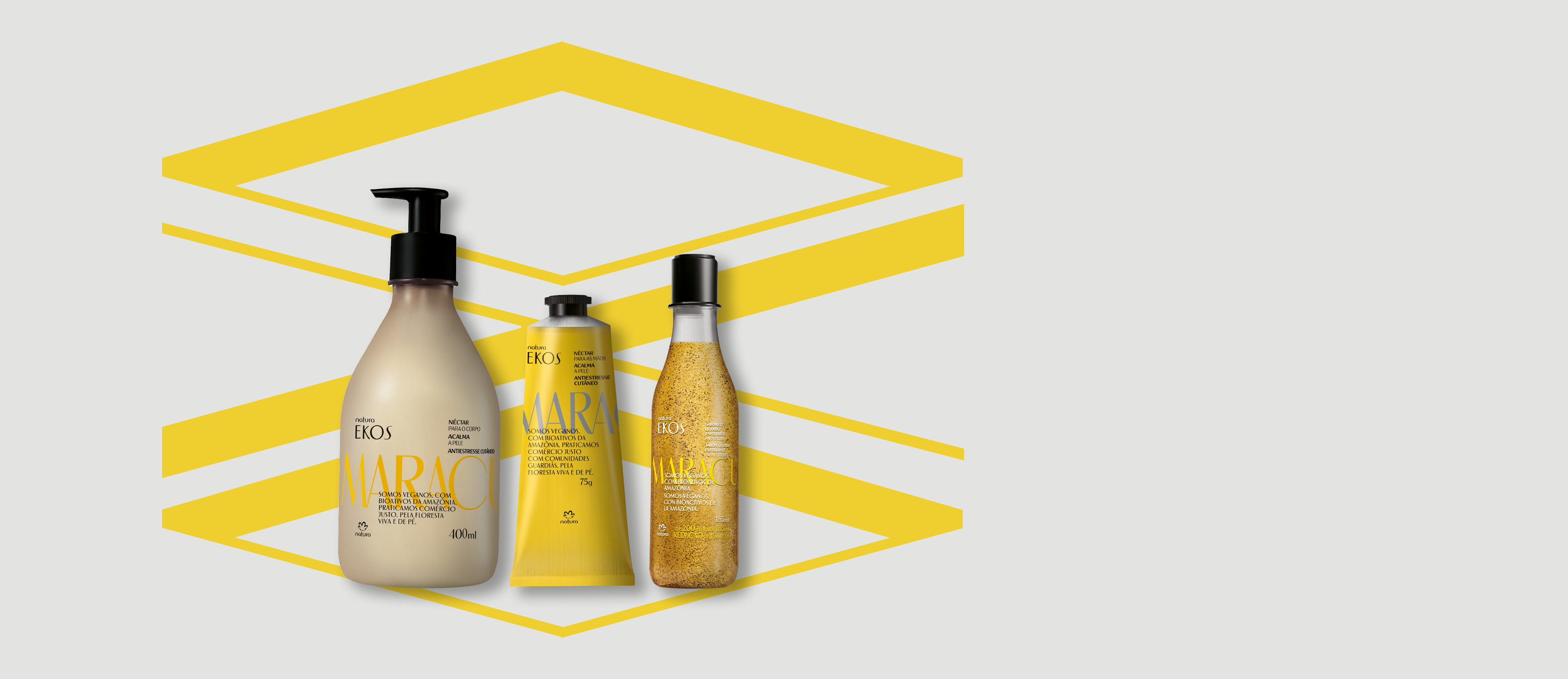 Kit Ekos Maracujá Esfoliante e Hidratante Corpo e Mãos (3 produtos)