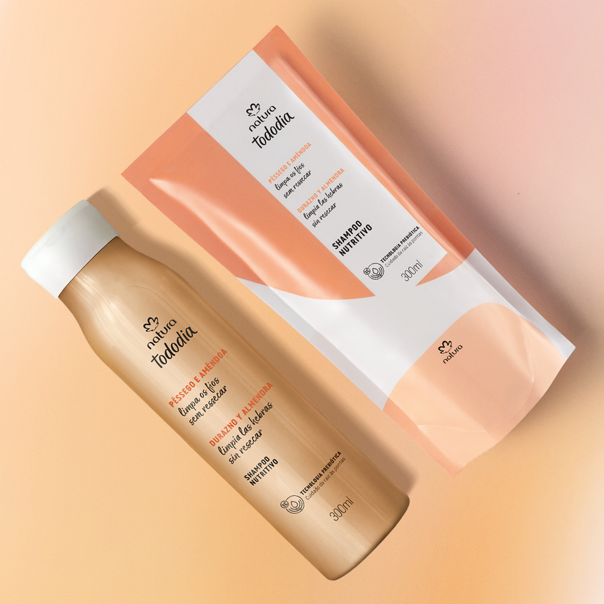 Kit Shampoo Nutritivo Tododia Pêssego e Amêndoa com Refil