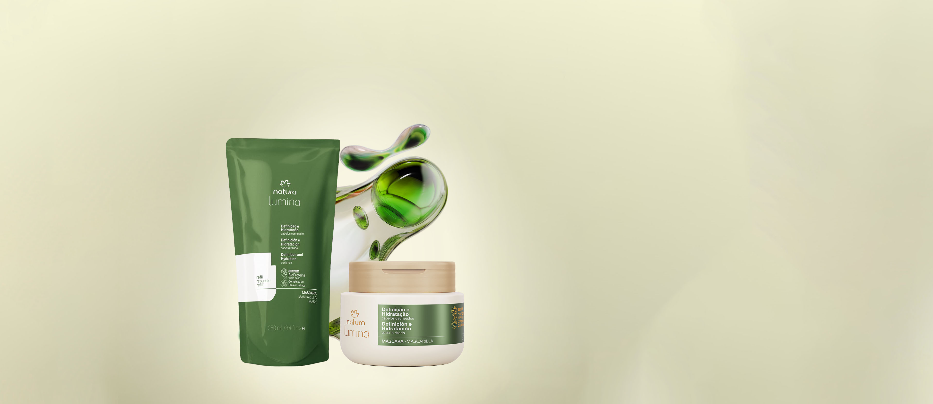 Kit Máscara com Refil Lumina Definição e Hidratação de Cabelos Cacheados