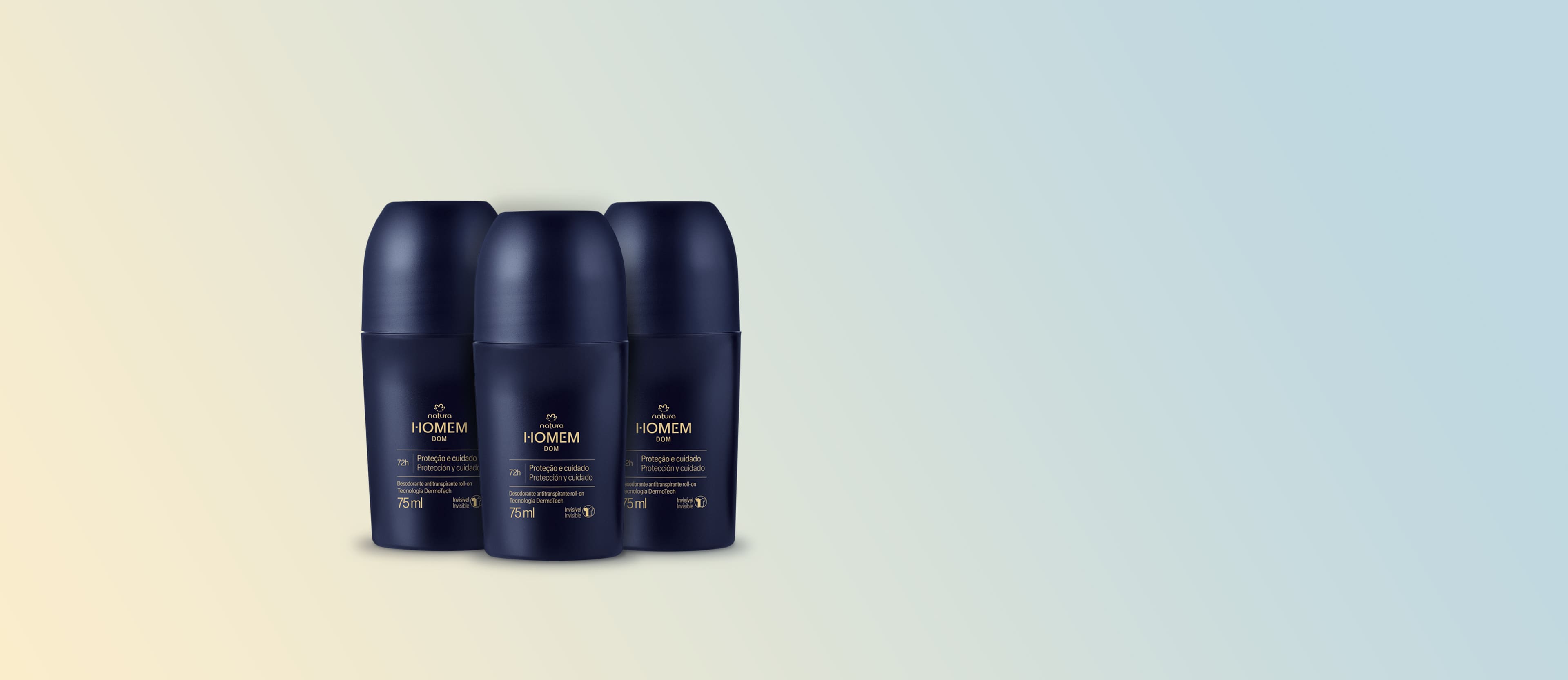 Kit Desodorante Antitranspirante Roll-On Natura Homem Dom (3 unidades)