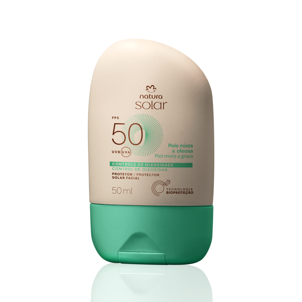 Protetor Solar Facial Pele Mista a Oleosa FPS 50 Natura Solar 50 ml
  