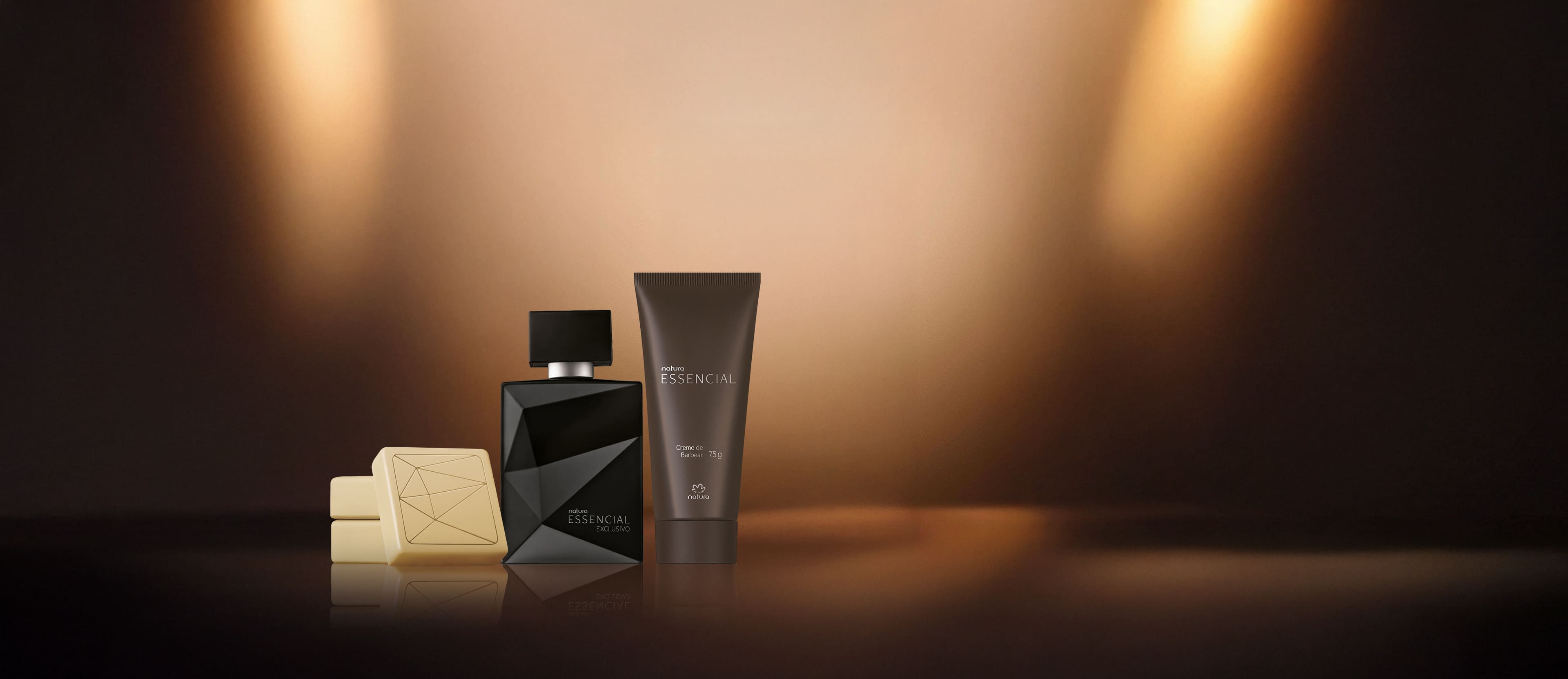 Kit Essencial Exclusivo Masculino, Sabonete em Barra e Creme de Barbear (3 produtos)