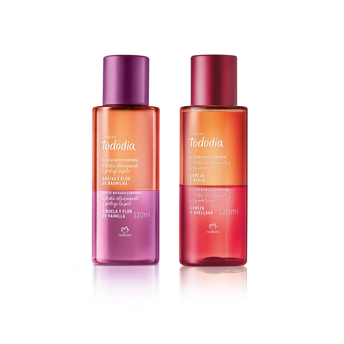 Kit Óleo Bifásico Tododia Ameixa e Flor de Baunilha e Cereja e Avelã (2 produtos)