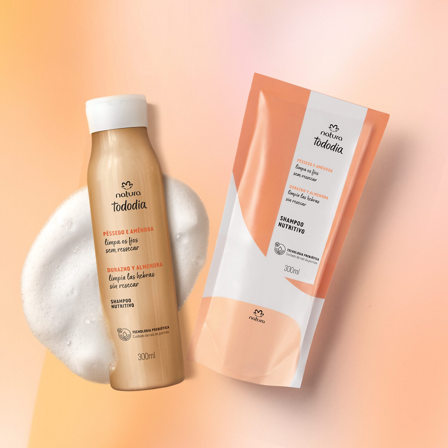 Kit Shampoo Nutritivo Tododia Pêssego e Amêndoa com Refil