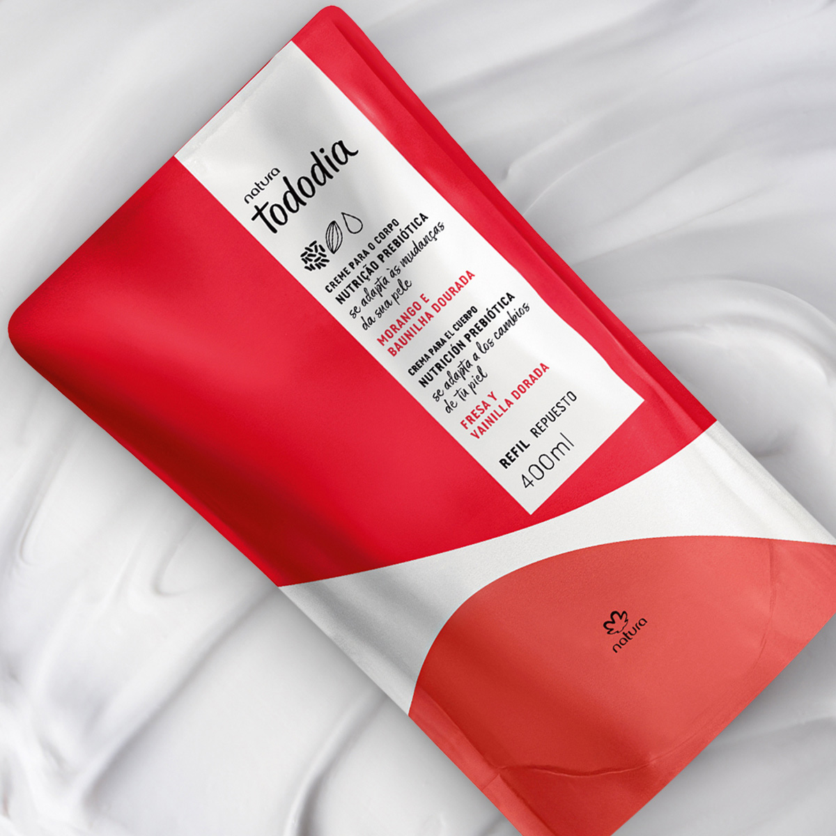 Refil Creme Desodorante Nutritivo para o Corpo Tododia Morango e Baunilha Dourada